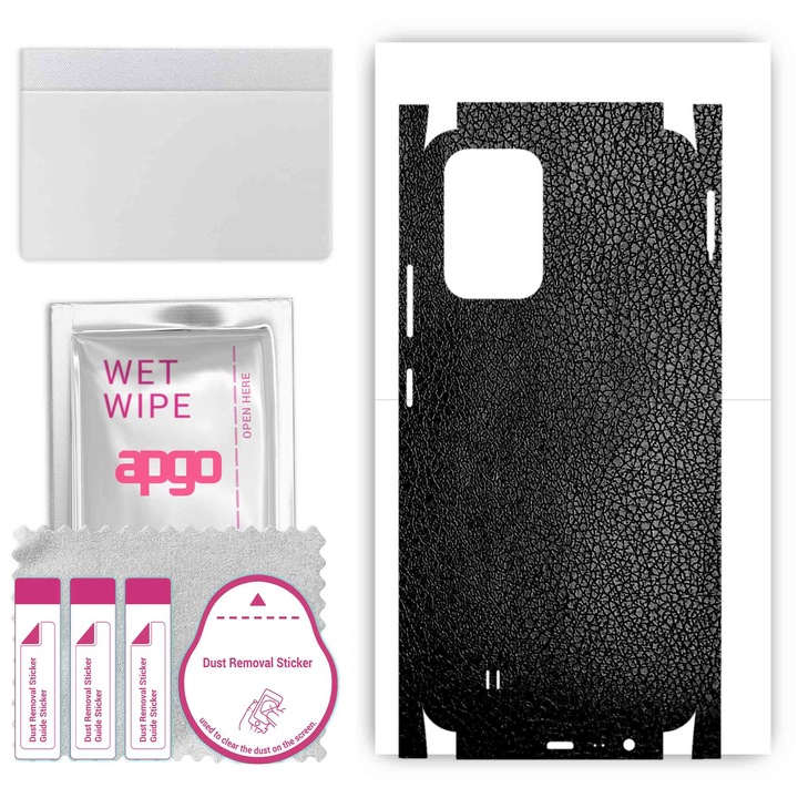 Задно винилово фолио Realme Narzo 50i + съвместими части, устойчиво на надраскване, черна кожа