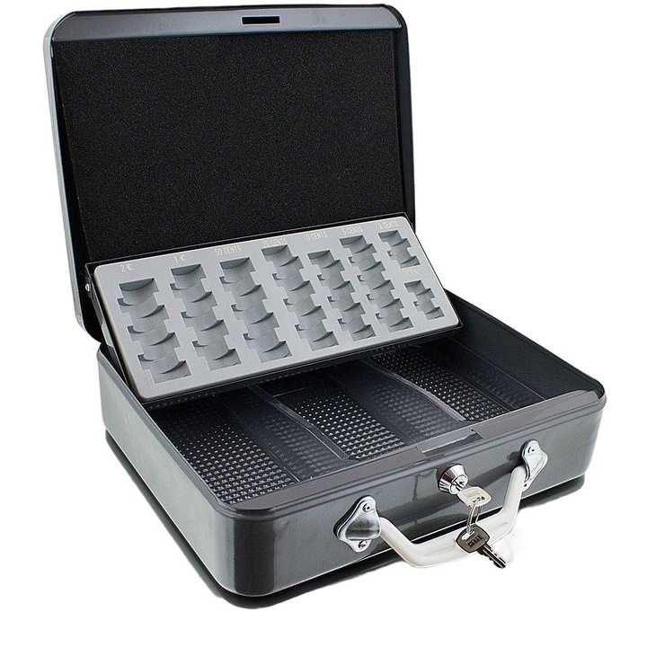 Caseta pentru monede, BITUXX, 30 cm, Negru