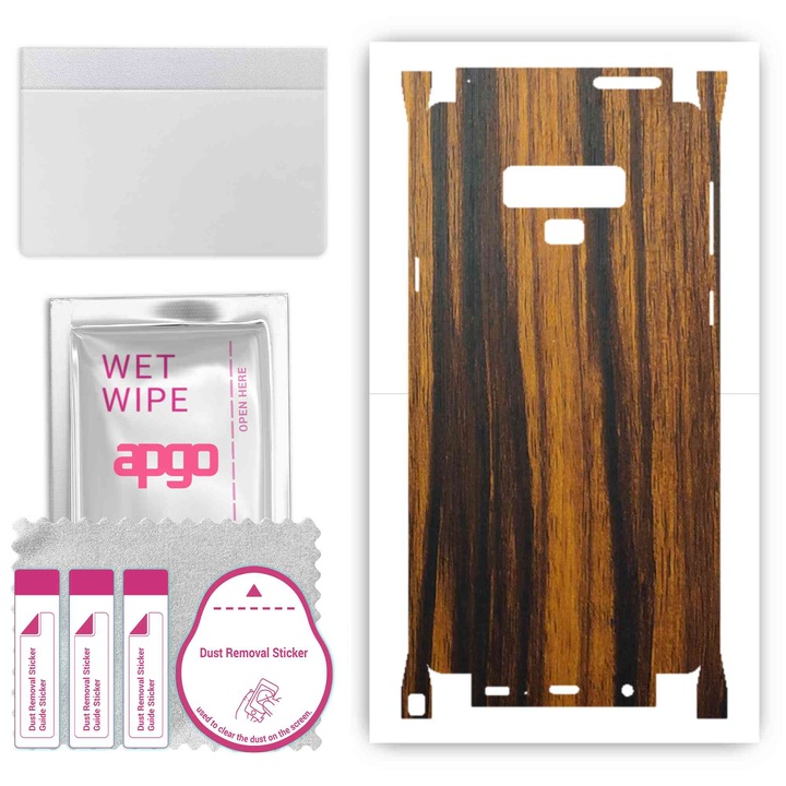 Folie protectie telefon, Apgo, Compatibil cu Samsung Galaxy Note 9, Vinil, Negru/Maro