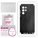 Folie de vinil pentru spate + parti compatibile cu Samsung Galaxy S22 Ultra, rezistent la zgarieturi, Piele neagra