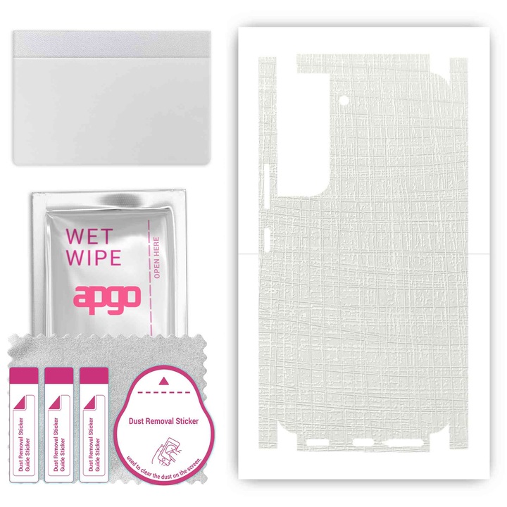Folie protectie telefon, Apgo, Compatibil cu Samsung Galaxy S22, Vinil, Alb