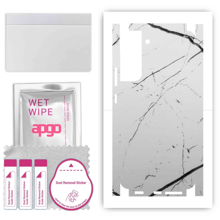 Folie protectie telefon, Apgo, Compatibil cu Samsung Galaxy S22 Plus, Vinil, Alb/Negru