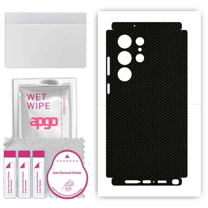 Folie de vinil pentru spate + parti compatibile cu Samsung Galaxy S23 Ultra, rezistent la zgarieturi, Matricea