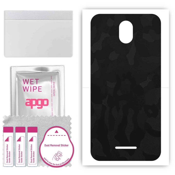 Задно винилово фолио, съвместимо с TP-Link Neffos C5 Plus, устойчиво на надраскване, Black Camo