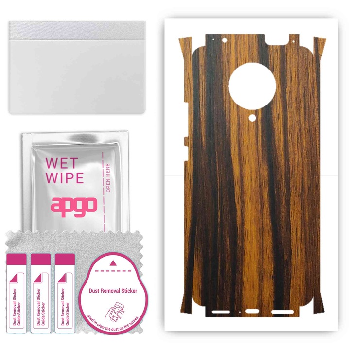 Folie de vinil pentru spate + parti compatibile cu Xiaomi Poco F2 Pro, rezistent la zgarieturi, Tigerwood