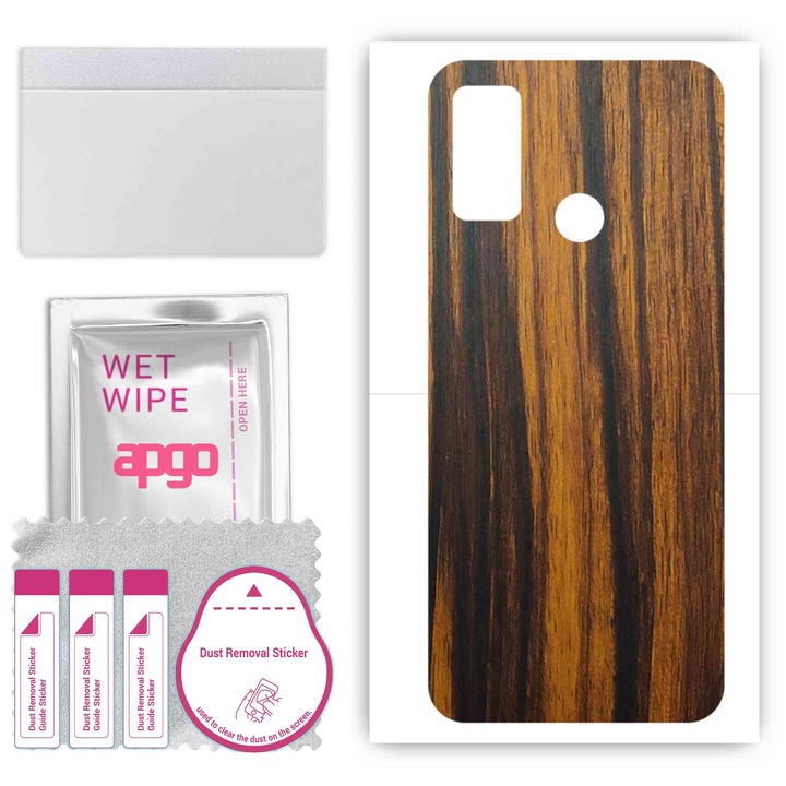 Folie de vinil pentru spate compatibil cu Ulefone Note 10, rezistent la zgarieturi, Tigerwood