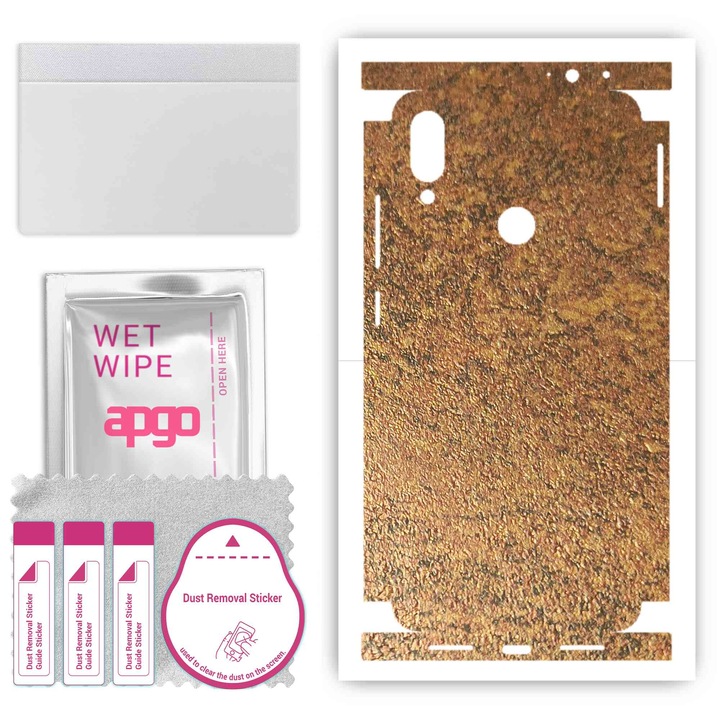 Folie de vinil pentru spate + parti compatibile cu Xiaomi Redmi Note 7, rezistent la zgarieturi, Cupru ruginit