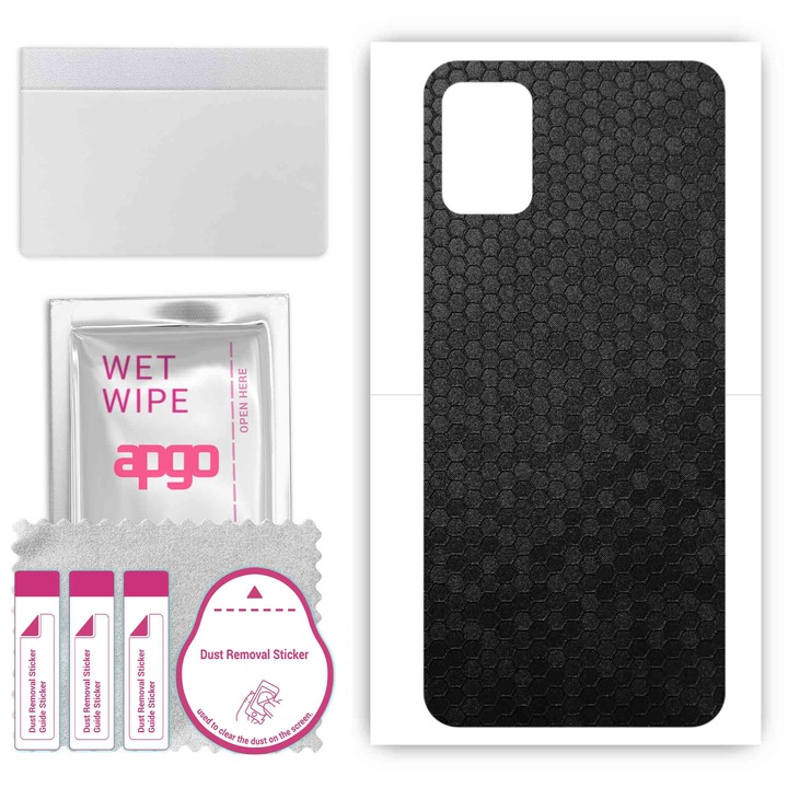 Задно винилово фолио, съвместимо с Umidigi Power 5S, устойчиво на надраскване, черен тип пчелна пита