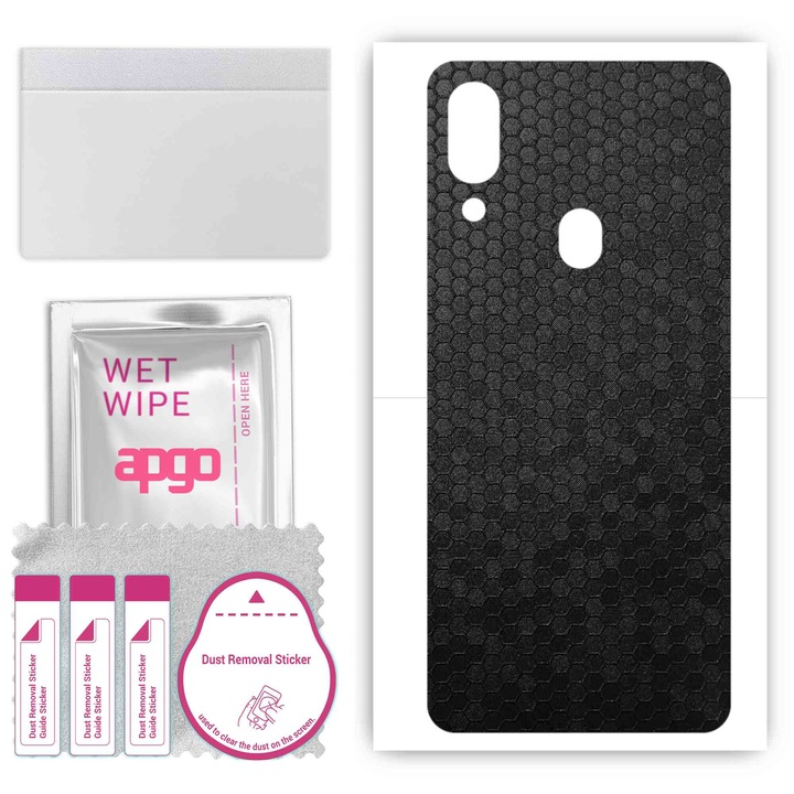 Съвместим Umidigi A3X устойчив на надраскване заден винилов филм Honeycomb черен