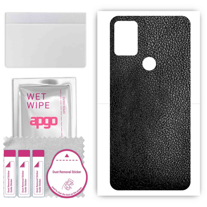 Задно винилово фолио, съвместимо с Umidigi A9 Pro 2021 Черна кожа, устойчива на надраскване