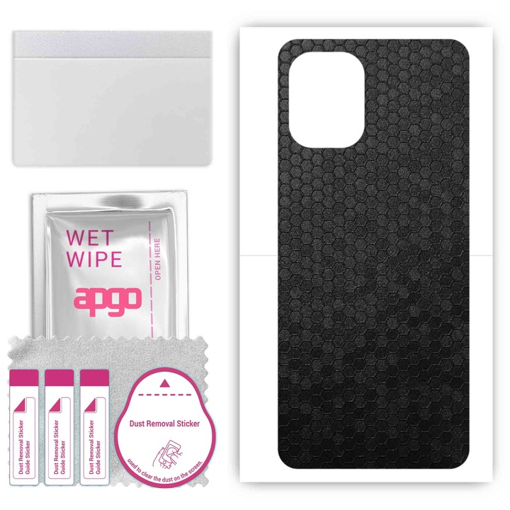 Съвместим Umidigi F3S Устойчив на надраскване заден винилов филм Honeycomb Black