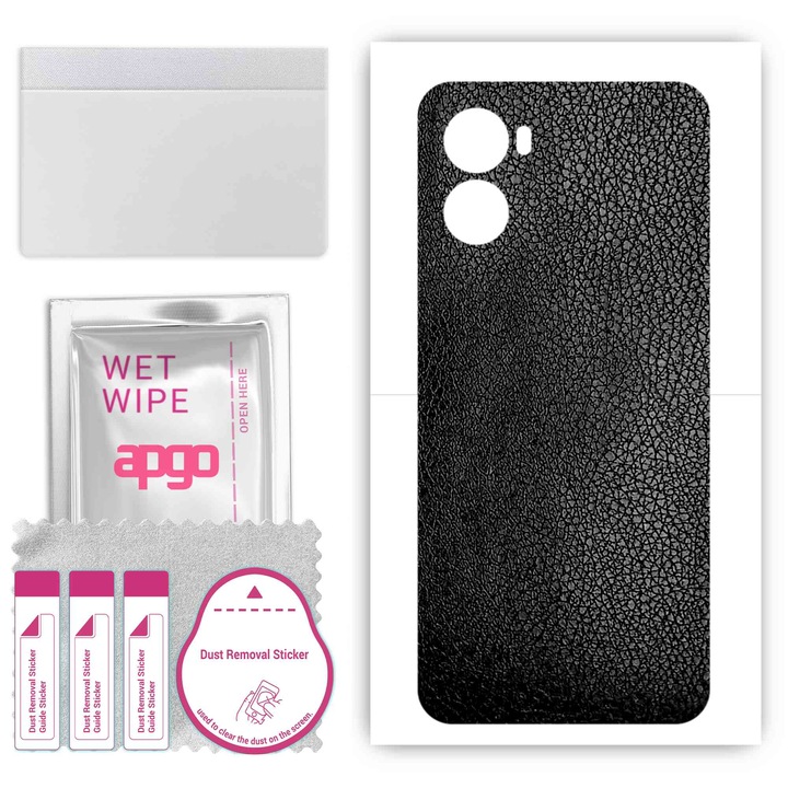 Задно винилово фолио, съвместимо с Umidigi G3 Max, устойчиво на надраскване, черна кожа