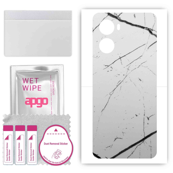 Фолио, Винил, Гръб, Съвместимо с Umidigi G3 Plus, Устойчиво на надраскване, White marble