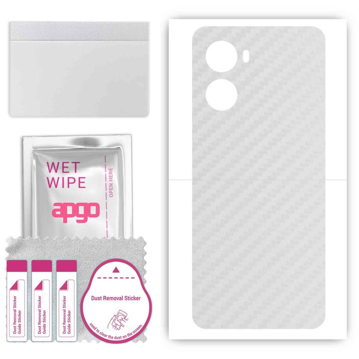 Винилово фолио за гърба, съвместимо с Umidigi G3 Plus, устойчиво на надраскване, прозрачен карбон