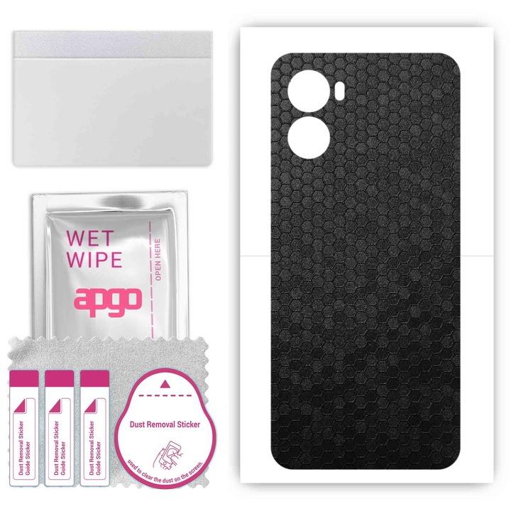 Задно винилово фолио, съвместимо с Umidigi G3 Max, устойчиво на надраскване, черен тип пчелна пита