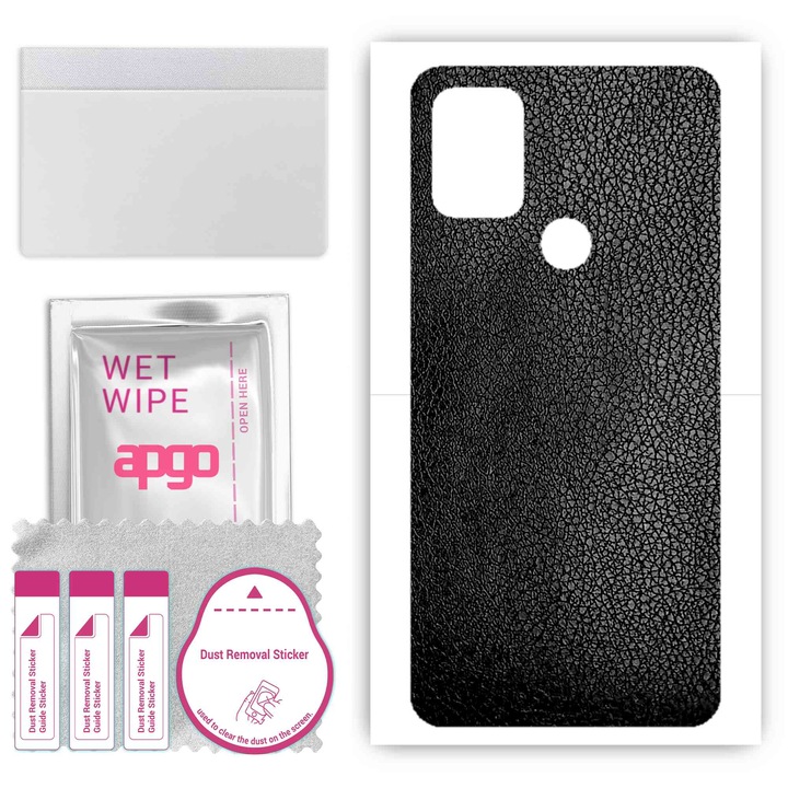 Задно винилово фолио, съвместимо с Umidigi Power 3, устойчиво на надраскване, черна кожа