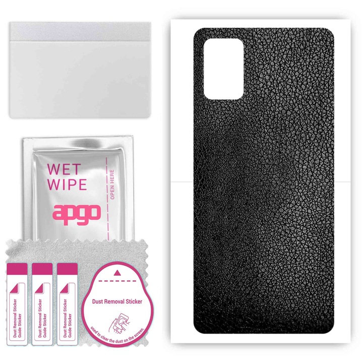 Задно винилово фолио, съвместимо с Umidigi S5 Pro, устойчиво на надраскване, черна кожа