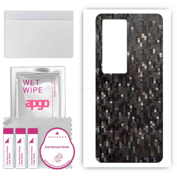 Задно винилово фолио, съвместимо с Vivo IQOO Neo5, устойчив на надраскване Pixel Carbon Black