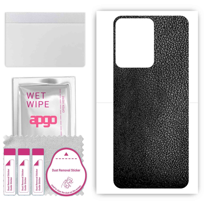 Задно винилово фолио, съвместимо с Vivo IQOO Z6 Lite 5G Черна кожа, устойчива на надраскване