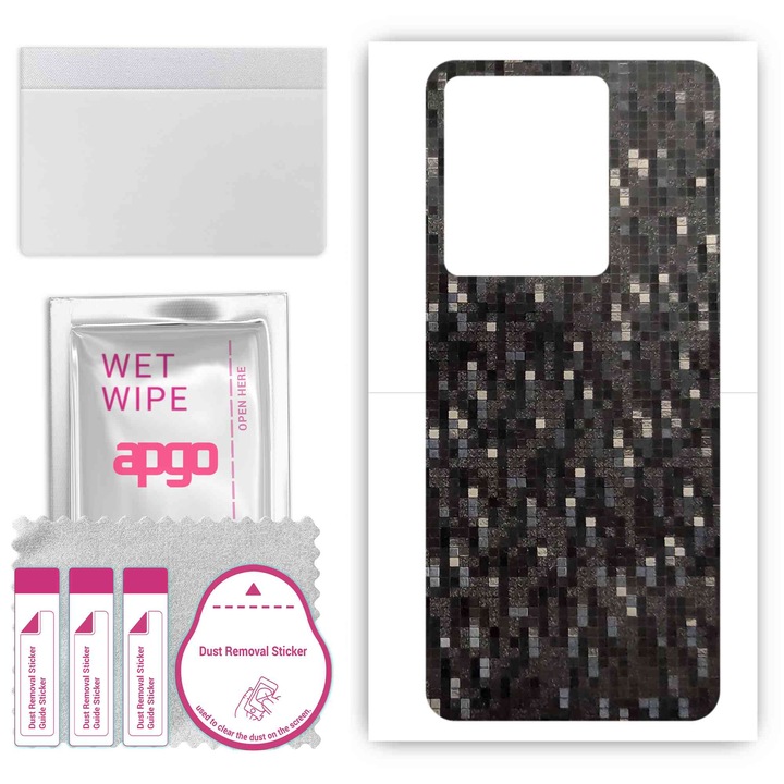 Въглеродно черен пиксел, съвместим с Vivo T1 4G V2153, устойчив на надраскване заден винилов филм