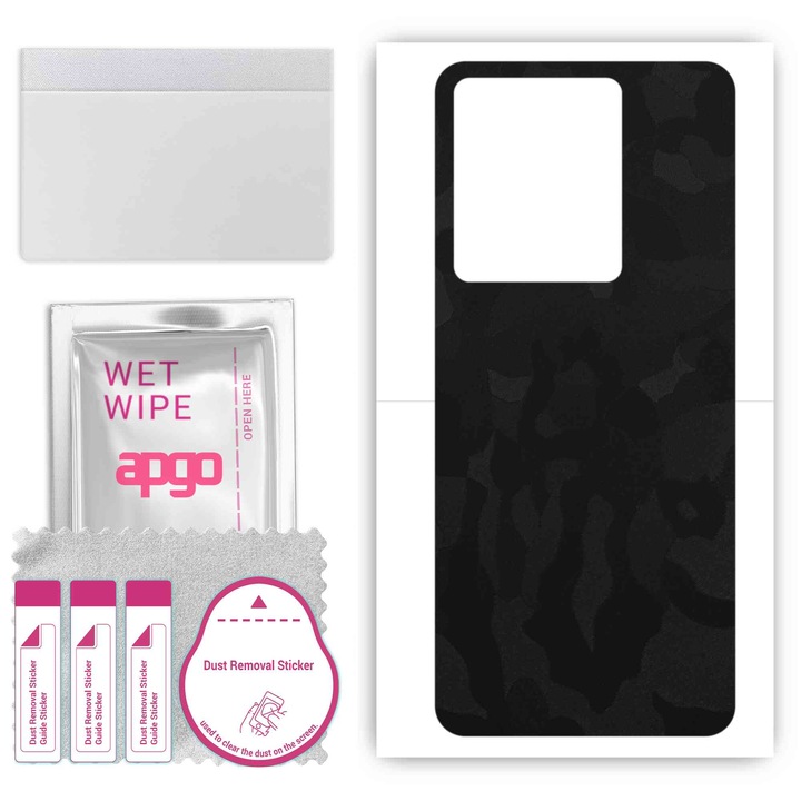 Винилов заден капак, съвместим с Vivo T1 4G V2153 Устойчив на надраскване камуфлажен черен