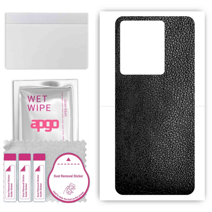 Задно винилово фолио, съвместимо с Vivo T1 4G V2153 Черна кожа, устойчива на надраскване