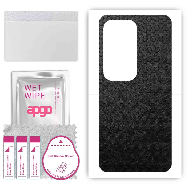 Задно винилово фолио, съвместимо с Vivo S17t, устойчиво на надраскване Honeycomb Black