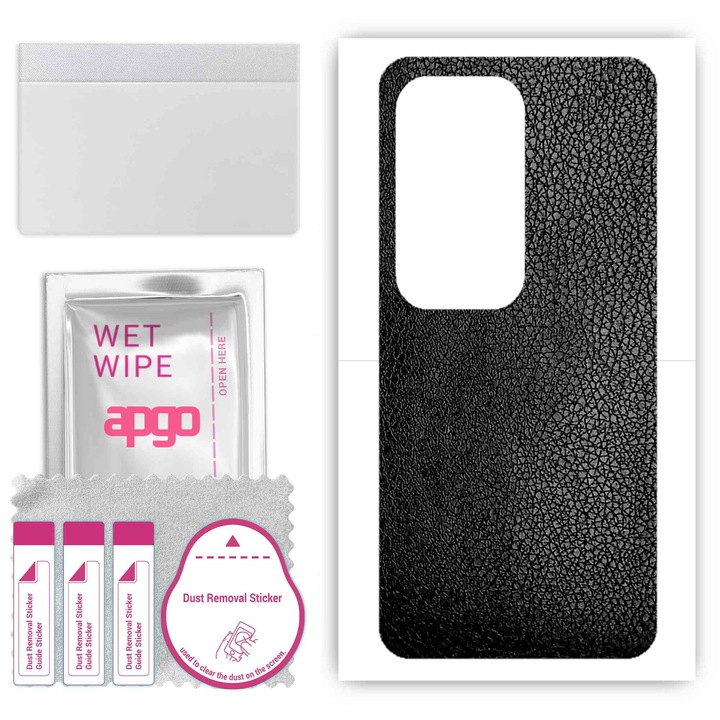 Задно винилово фолио, съвместимо с Vivo S17t, устойчиво на надраскване, черна кожа