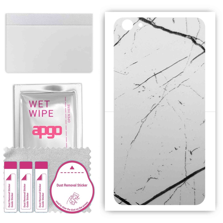 Задно винилово фолио, съвместимо с vivo X9 Plus, устойчиво на надраскване, бял мрамор