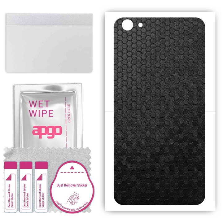 Задно винилово фолио, съвместимо с vivo X9 Plus, устойчиво на надраскване, черен цвят на пчелна пита