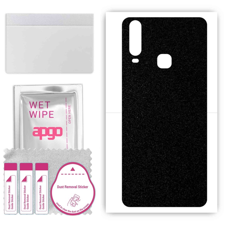 Задно винилово фолио, съвместимо с vivo Y17, устойчиво на надраскване, матово черно