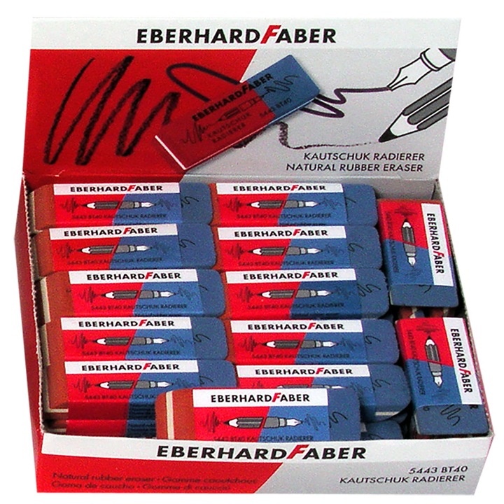 Set 40 radiere, Faber, Rosu/Albastru