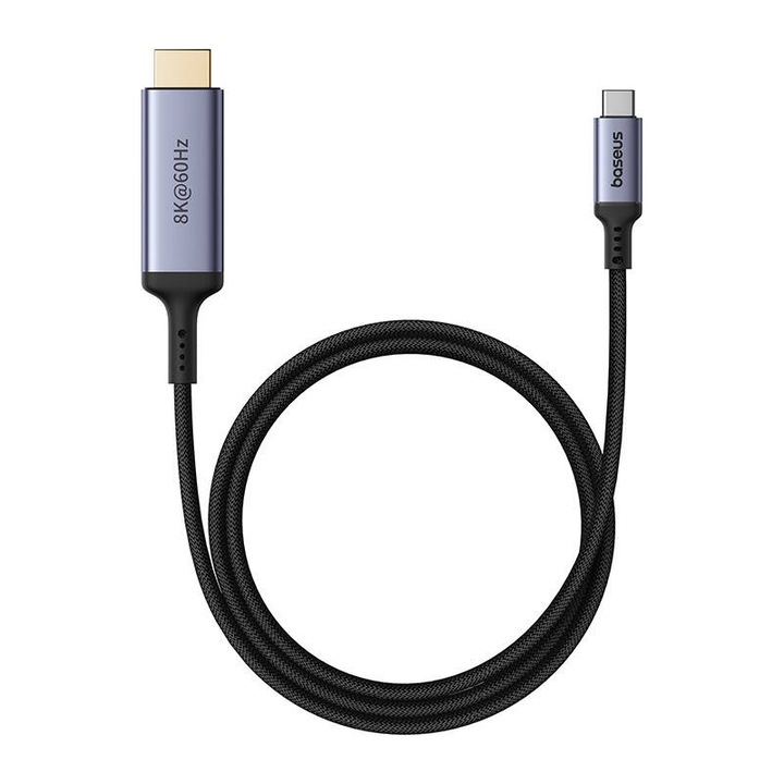 Адаптер USB-C към HDMI, Baseus, Алуминий / PVC, 48 Gbps, 240 Hz, 1,5 м, Черен