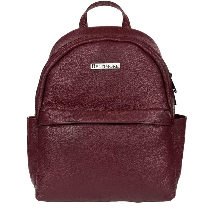 Rucsac dama, Beltimore, Piele naturala, 30x25cm, Rosu