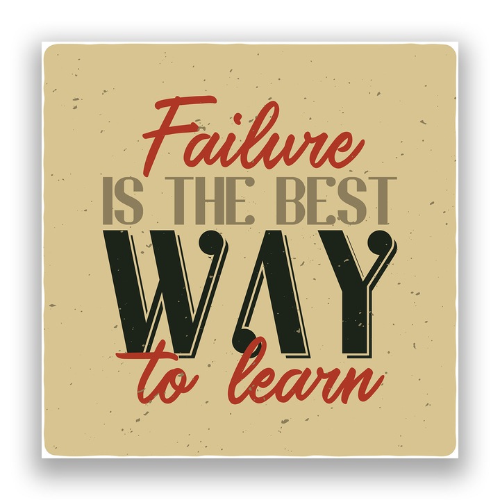 Първокласна картина на платно, LuxCanva® A1369, Провалът е най-добрият, 90 X 90 CM, 100% памучно платно 400 g/m2, Дървена рамка, Офис, Екип, Мотивираща, Успех, Живи цветове