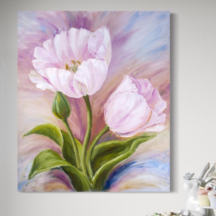 Tablou Canvas Premium, LuxCanva® A1371, Pink Tulip, 100 X 120 CM, Panza Bumbac 100% 400g/m2, Sasiu Lemn, Dormitor, Lalea, Floare, Planta, Living, Culori Vibrante