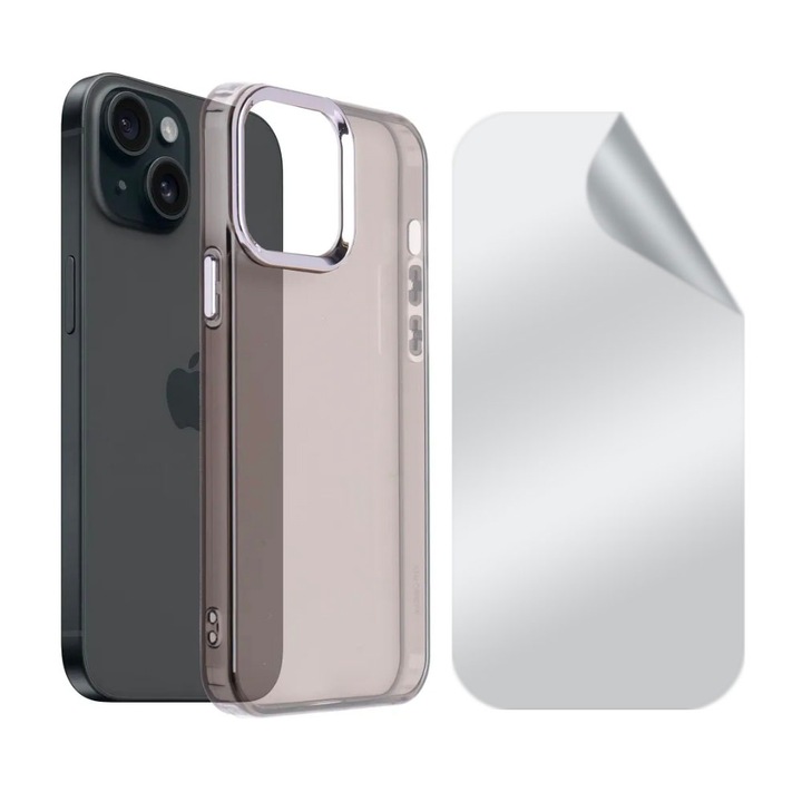 Set Folie Hydrogel Regenerabil Clear si Husa Silicon 1.5MM Flexibil TPU pentru Samsung Galaxy S23 FE, Durabila, Claritate FullHD, Smoky Color, Verde