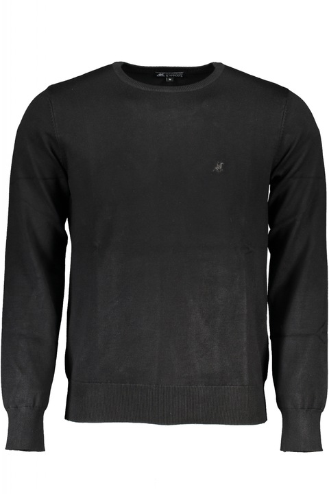 Ferfi pulover logoval es fekete Slim fit szabassal, Fekete