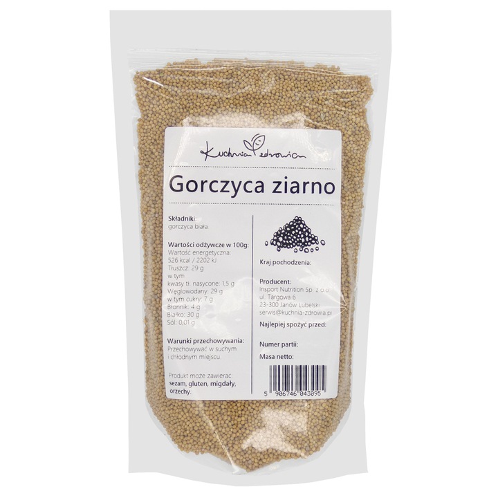 Seminte de mustar, Kuchnia Zdrowia, Fara aditivi, De inalta calitate, Punga sigilata cu inchidere cu fermoar, 250g Doypack