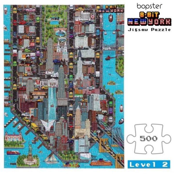 Puzzle 500 Bopster készlet 8-bites, London és New York, 51x36cm