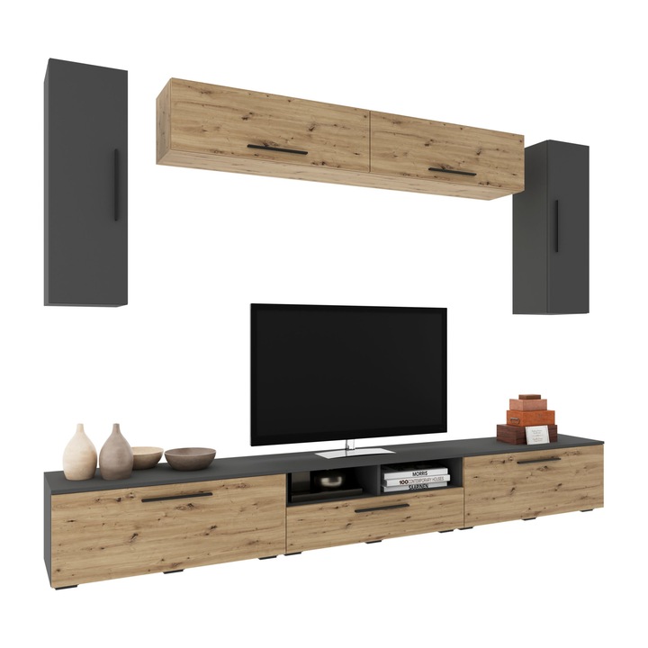 Living haaus Kos V6, Antracit/Stejar Artisan, L 285 cm