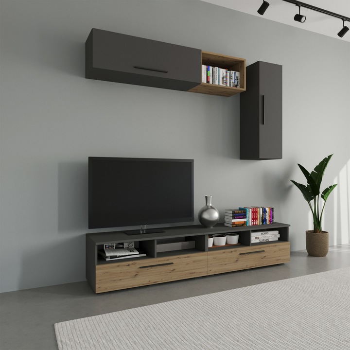 Living haaus Kos V13, Antracit/Stejar Artisan, L 190 cm