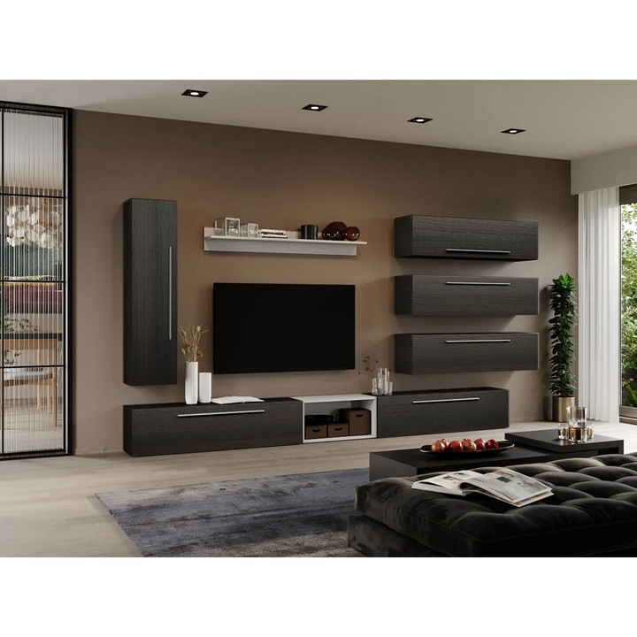 Set Mobila Living, Storm, Ferara cu Alb, C03, L 340 x A 25 x H 185 cm