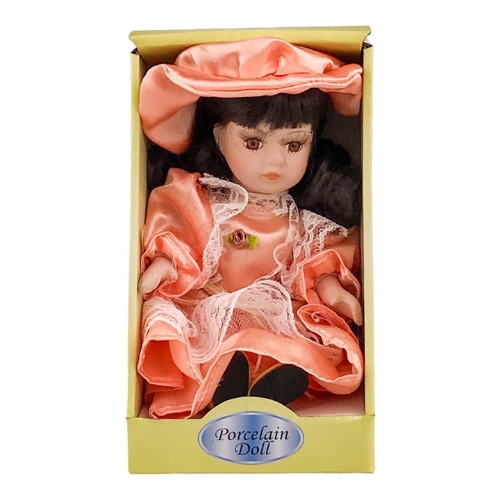 Decoratiune din ceramica, fetita cu rochita, 11x18 cm, multicolor, M1