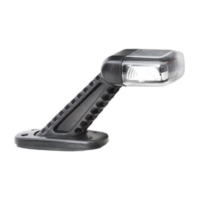 Lampa de gabarit oblica Hella, LED, 30V, unghi 45 grade, sticla transparenta, partea stanga, 12/24V