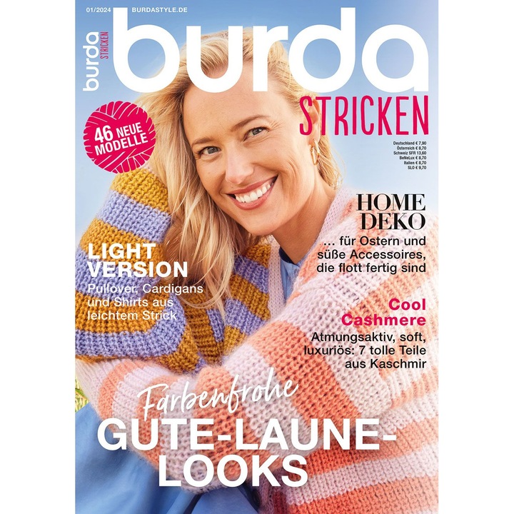Списание Burda Tricotaje януари/февруари 2024 г. редактирано на немски, № 1/2024 г.
