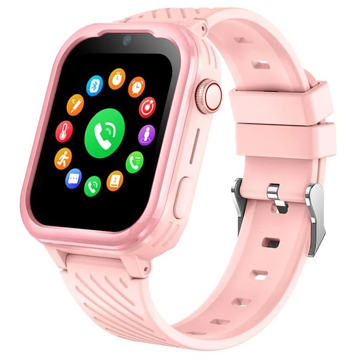 Okosóra gyerekeknek, 4G, GPS, WhatsApp, Wi-Fi, Kémfigyelés, SOS gomb, 1,83" IPS kijelző, SIM kártya nyílás, Videohívás, Kamera, Hangüzenet, Vízálló IPX7, Pontos GPS+LBS helymeghatározás, Android telefon kompatibilis IOS , WIRSEN®, rózsaszín