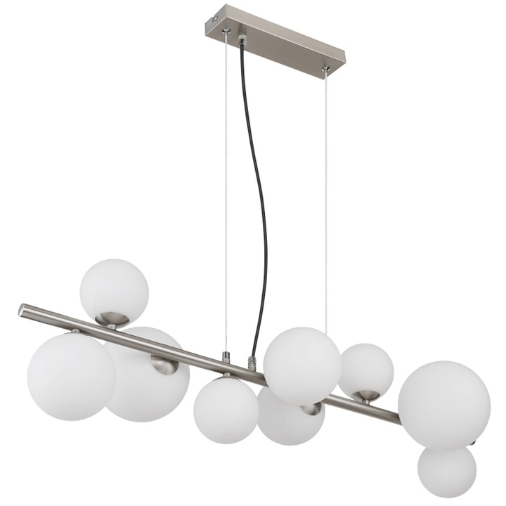 Lustra Globo Riha, metal, nichel mat, sticla opal, 9XG9, 56140-9H