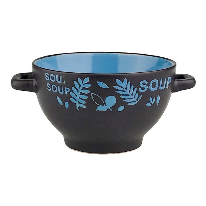 Bol supa, Albastru Glossy, 9x14cm