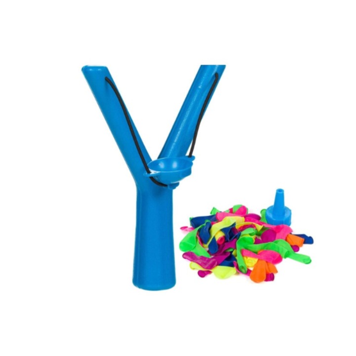 Прашка за водни балони, За плаж, Син - Лятна играчка за активно забавление, Над 8 години, Многоцветен